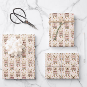 Teddy Bears & Hearts Wrapping Paper Sheets