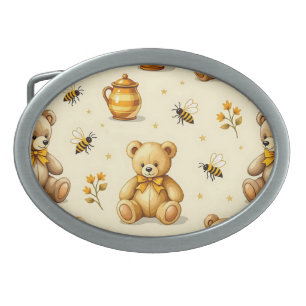 Teddy Bears Honey Bees Nursery Pattern Belt Buckle