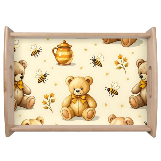 Teddy Bears Honey Bees Nursery Pattern Serving Tray (Front)