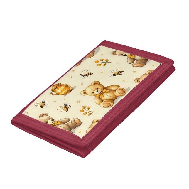 Teddy Bears Honey Bees Nursery Pattern Trifold Wallet (Bottom)