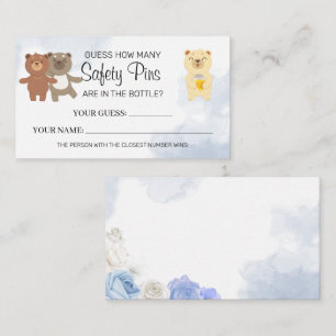 Teddy Bears How many Safety pins baby Shower card