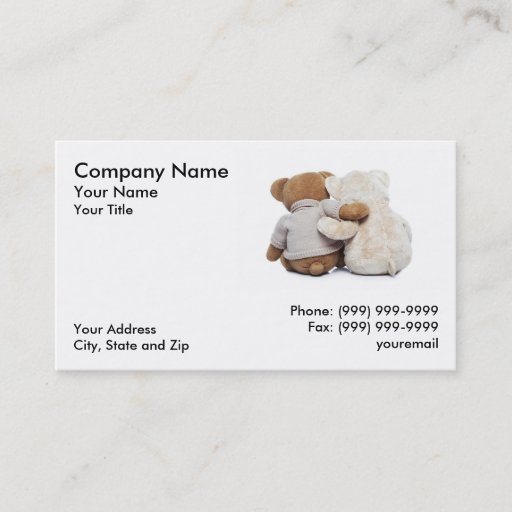 Customizable Teddy Bears hugging each other Business Card Templates