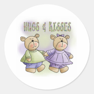 Teddy Bears Hugs and Kisses Classic Round Sticker