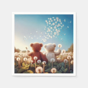 Teddy Bears In a Dandelion Field Napkins