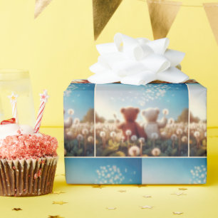 Teddy Bears In a Dandelion Field Wrapping Paper
