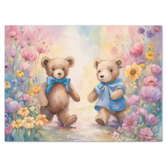 Teddy bears  In a Pastel Garden