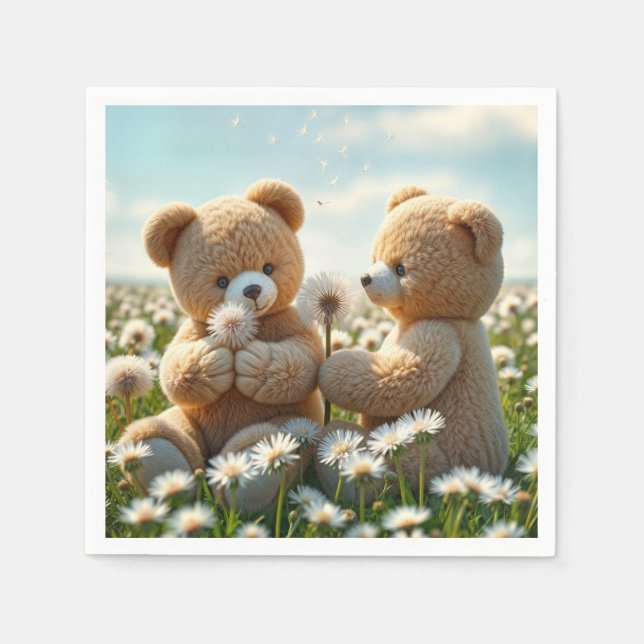 Teddy Bears In a Summer Field Napkins (Front)