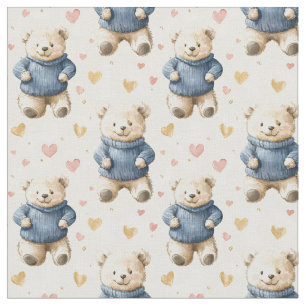 Teddy Bears in Blue Sweaters Fabric