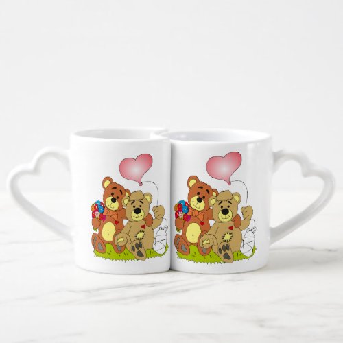 teddy bears in love coffee mug set