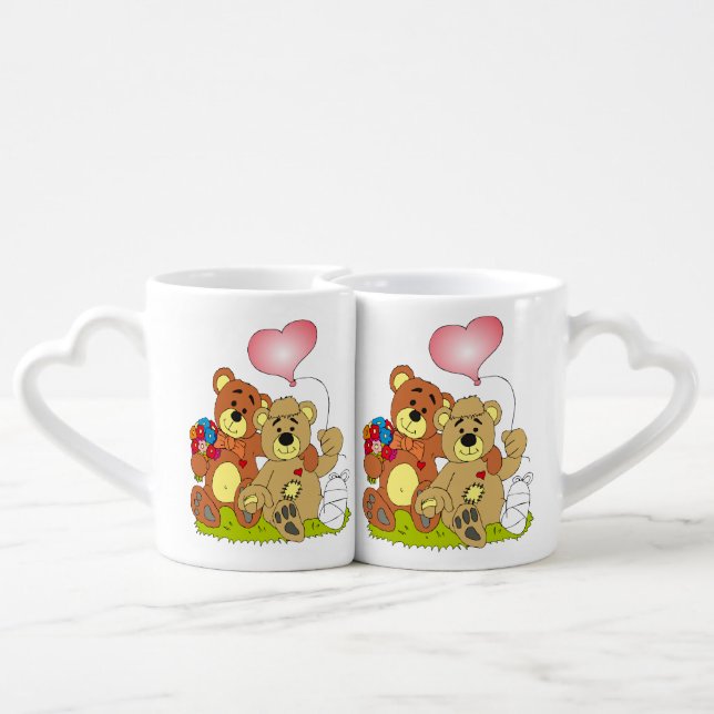 teddy bears in love coffee mug set (Back Nesting)