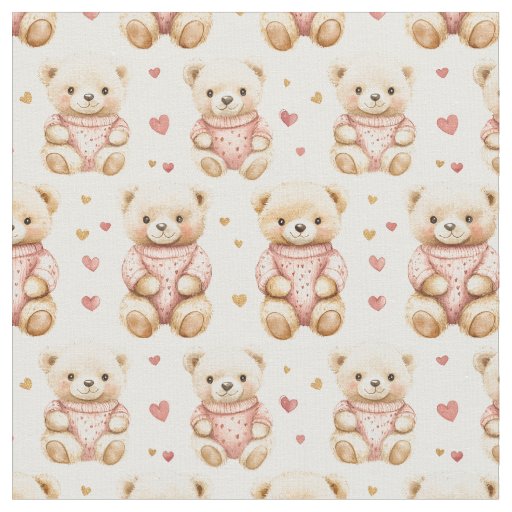 Teddy Bears in Pink Sweaters Fabric