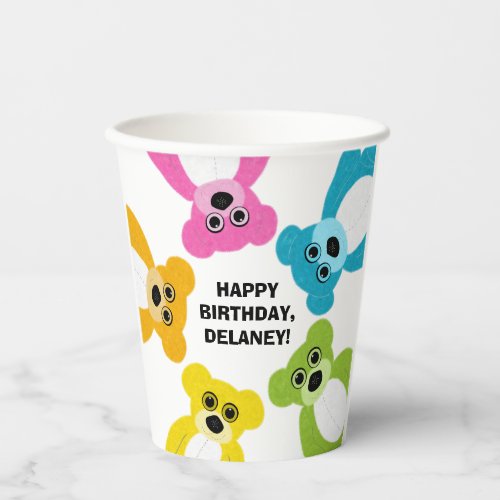 Teddy Bears in Rainbow Colors Kids Birthday Party Paper Cups