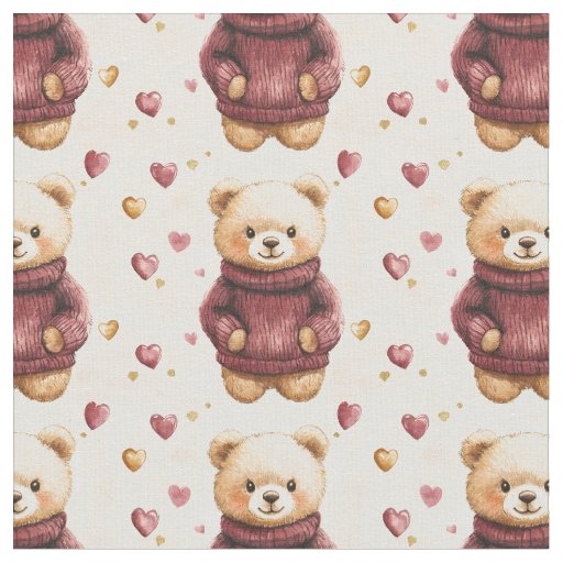 Teddy Bears in Sweaters Fabric