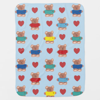 Teddy Bears in T-shirts with Hearts Baby Blanket