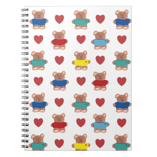 Teddy Bears in T-shirts with Hearts Notebook