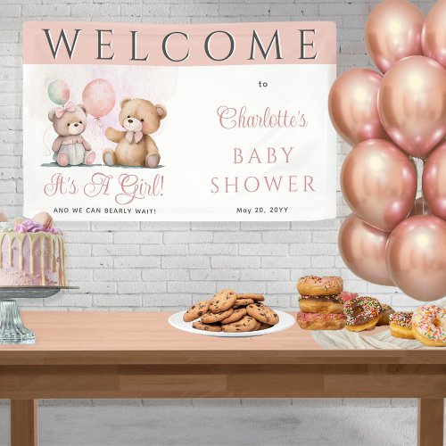 Teddy Bears Its A Girl Bearly Wait Baby Shower Banner