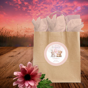 Teddy Bears It's A Girl Bearly Wait Baby Shower Classic Round Sticker