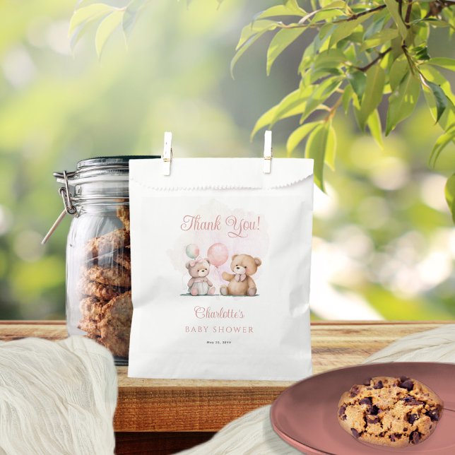 Teddy Bears It's A Girl Bearly Wait Baby Shower Favor Bag (Creator Uploaded)