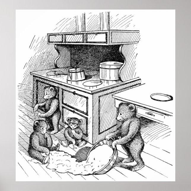 Teddy Bears Make a Mess in the Kitchen Poster (Front)