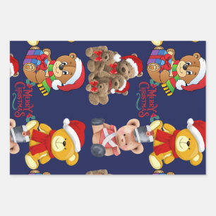 Teddy Bears Merry Christmas Wrapping Paper Sheets