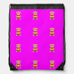 Teddy Bears Modern Pink Magenta Drawstring Bag