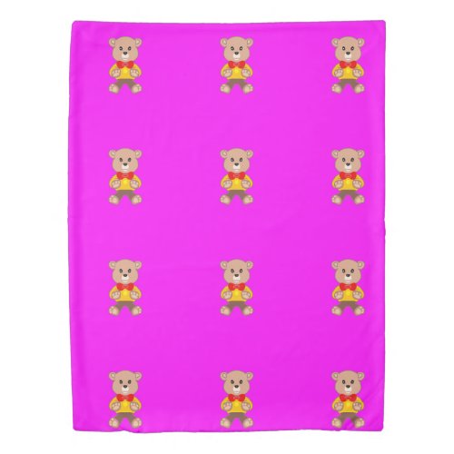 Teddy Bears Modern PinkMagenta Duvet Cover