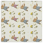 Teddy Bears, Moon and Stars Pattern Fabric