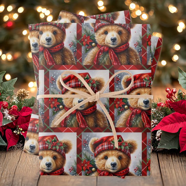 Teddy Bears on 3 Christmas Wrapping Paper Sheets (Creator Uploaded)