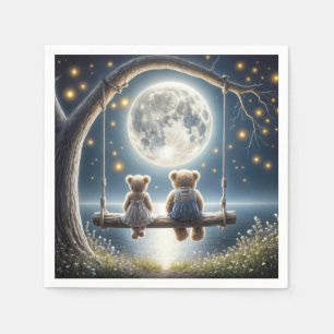 Teddy Bears On a Swing In the Moonlight Napkins