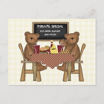 Teddy Bears Out To Lunch Postcard by countrykitchen at Zazzle