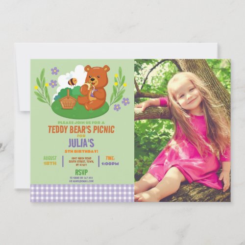 Teddy Bears Picnic Birthday Party Park Photo Invitation