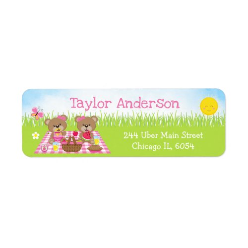 Teddy Bears Picnic Girl Pink Gingham Label