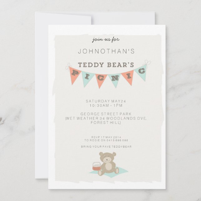 Teddy Bear's Picnic Invitation (Front)