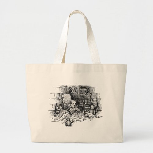 Teddy Bears Reading in the Library Large Tote Bag