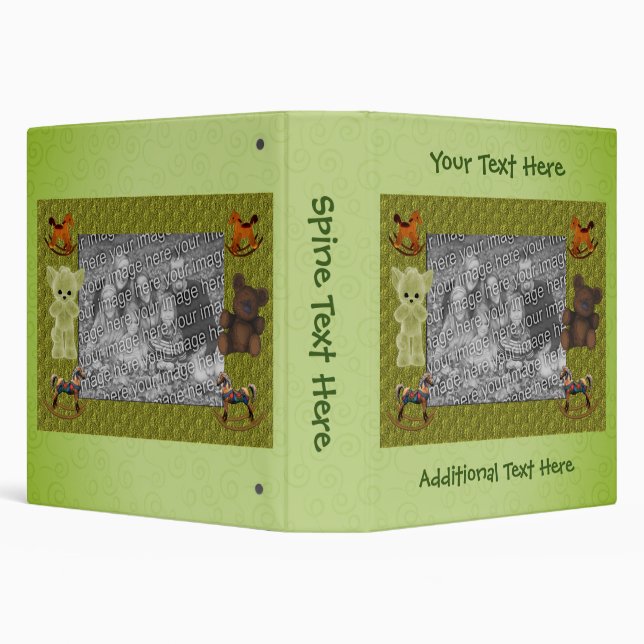 Teddy Bears Rocking Horses Personalized Photo  3 Ring Binder (Background)