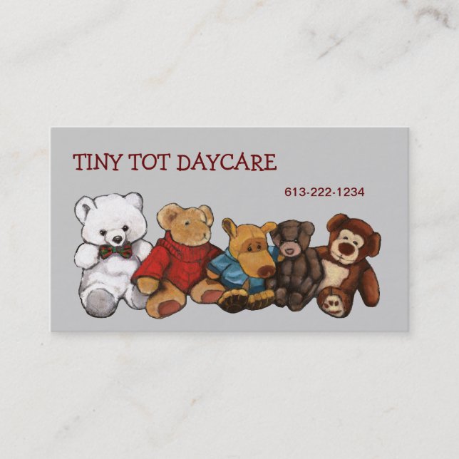 Teddy Bears, Stuffed Animals DAYCARE BUSINESS CARD (Front)