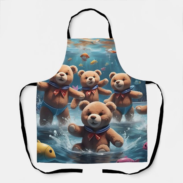 Teddy Bears Swimming in a Pool of Fish Apron (Front)
