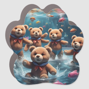 Teddy Bears Swimming in a Pool of Fish Car Magnet