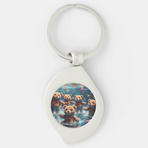 Teddy Bears Swimming in a Pool of Fish Keychain