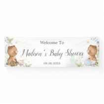 Teddy Bears Twins Baby Shower Backdrop Welcome Banner