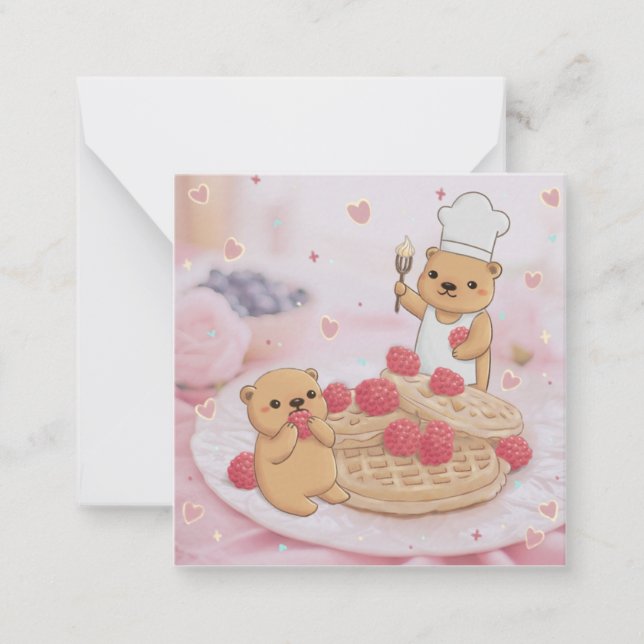 Teddy Bears & Waffles Note Card (Front)