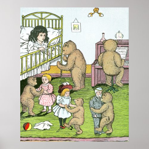 Teddy Bears Waltz with Dolls Poster
