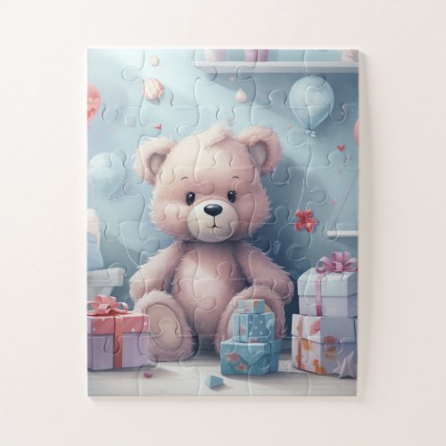 Teddy Bears with Gifts Balloons Childrens Puzzle