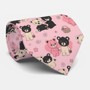 Teddy Bears with Hearts and Pink - Valentines (1) Neck Tie