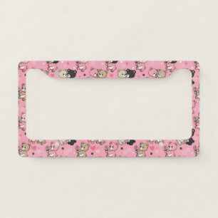 Teddy Bears with Hearts and Pink - Valentines (3) License Plate Frame
