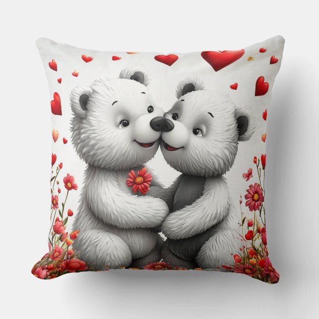 Teddy bears with love throw pillow (Front)