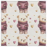 Teddy Bears with Purple &amp; Gold Hearts Fabric