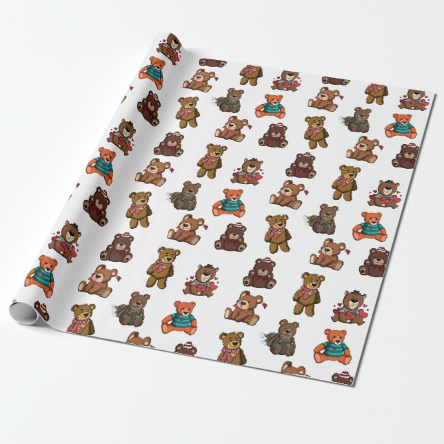Teddy Bears Wrapping Paper (Unrolled)