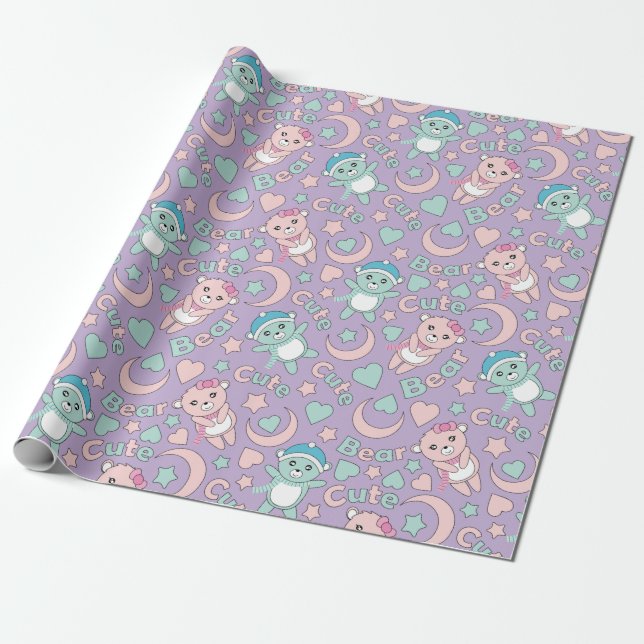 Teddy Bears Wrapping Paper (Unrolled)