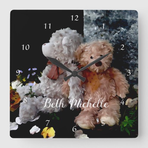 Teddy Best Buddies Square Wall Clock